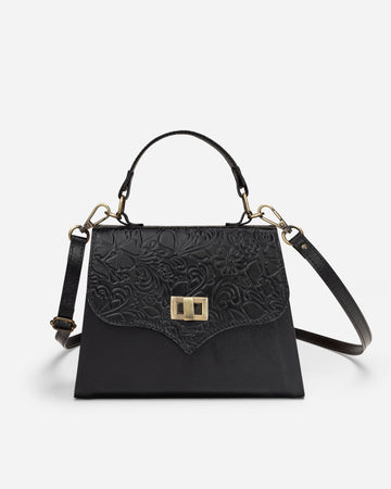 Black Embossed Leather Mini Bag