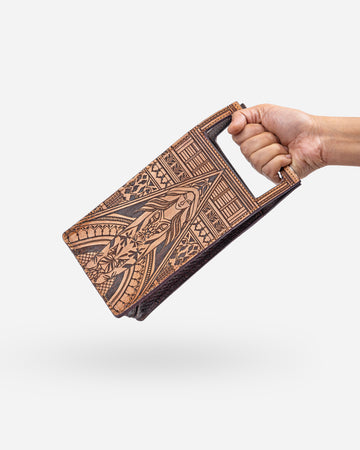 Guardian Angel Handtooled Leather Clutch Bag