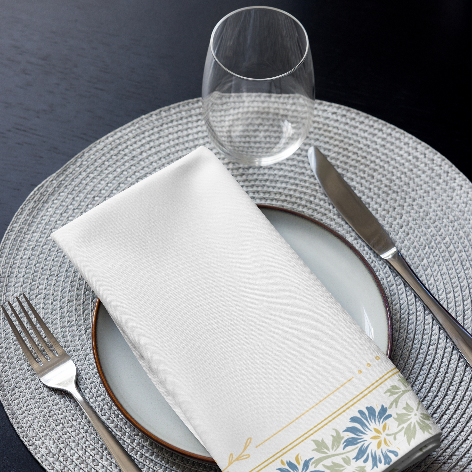 Blue Border Cloth Napkin Set