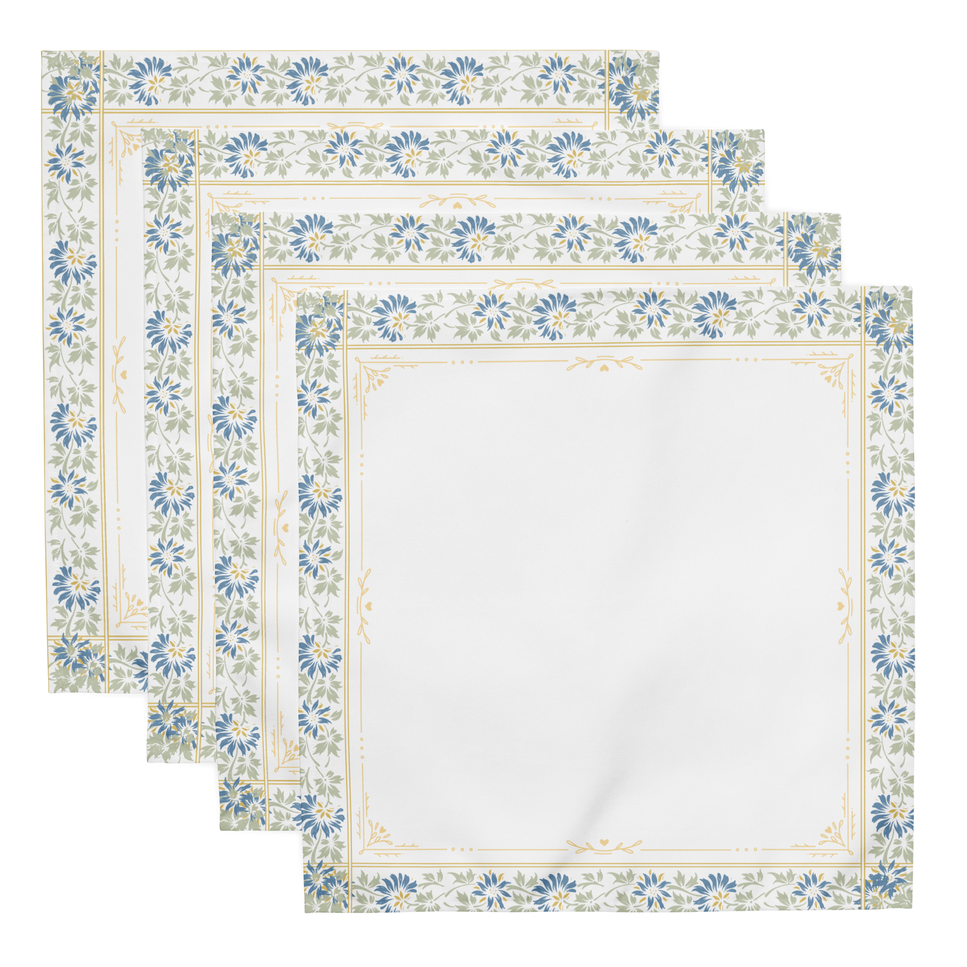 Blue Border Cloth Napkin Set