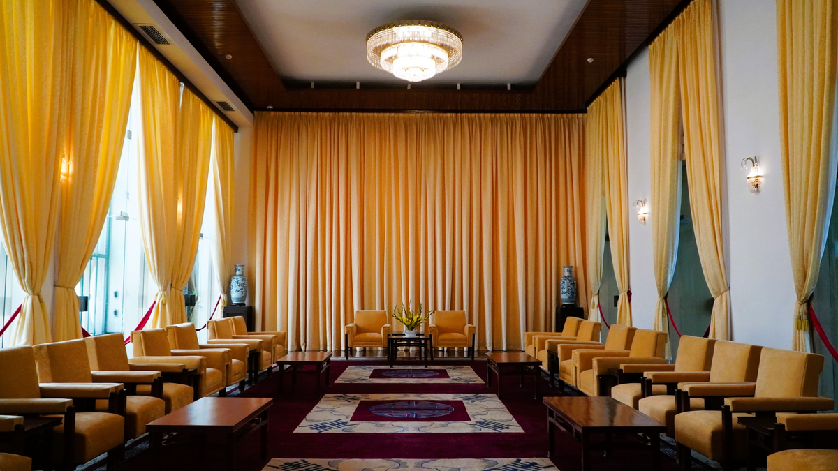 Custom drapery in a boutique hotel lounge