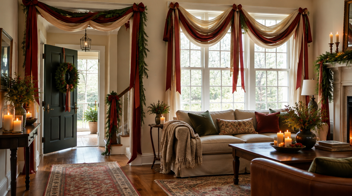 Festive Window Décor: Fabric Swags, Ribbons & Creative Draping Ideas