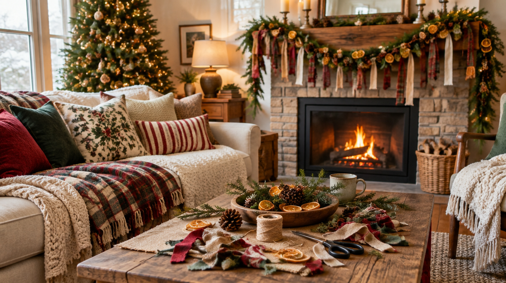 DIY Holiday Garlands Using Scraps: Fabric, Ribbons & Natural Elements