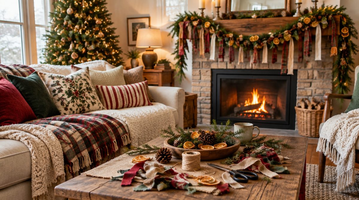 DIY Holiday Garlands Using Scraps: Fabric, Ribbons & Natural Elements