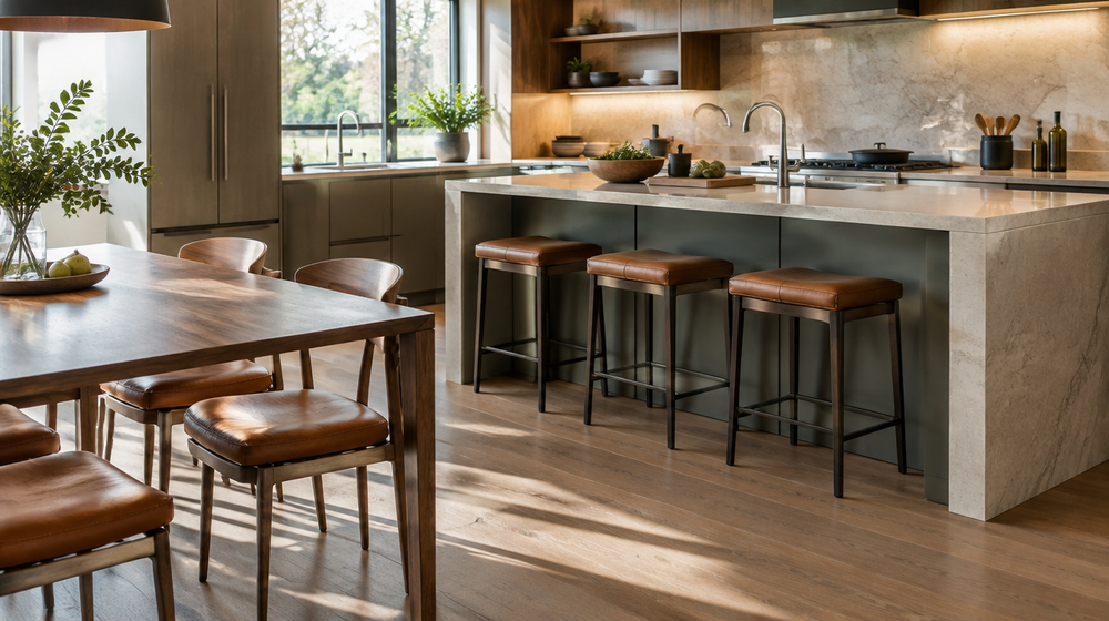 Multifunctional kitchens leather pads in ergonomic workflow design