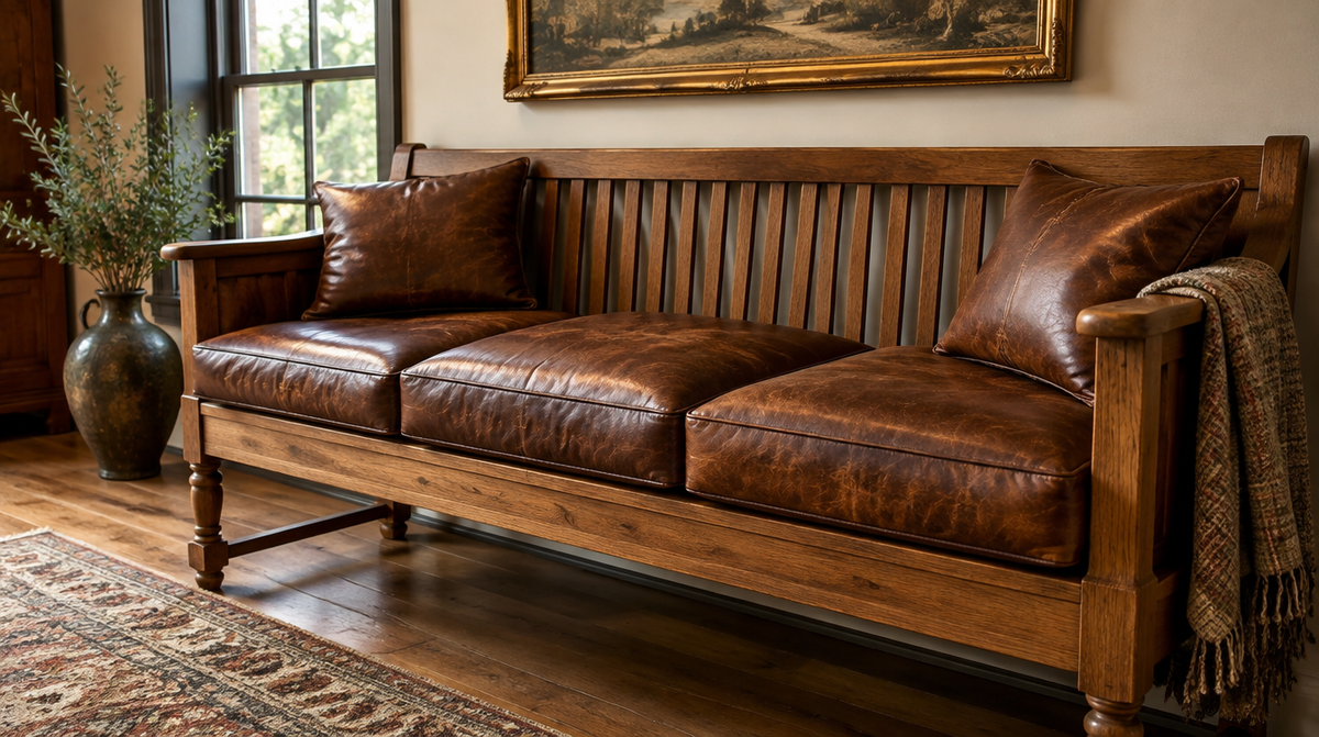 Heritage leather revival artisanal custom cushions for heirloom furniture