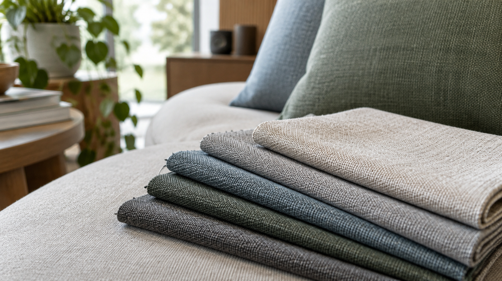 Acoustic fabric in cushions enhancing home sound design