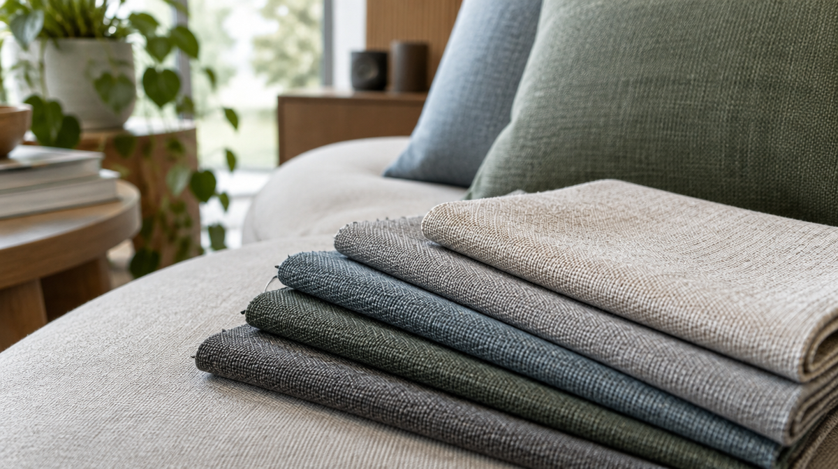 Acoustic fabric in cushions enhancing home sound design