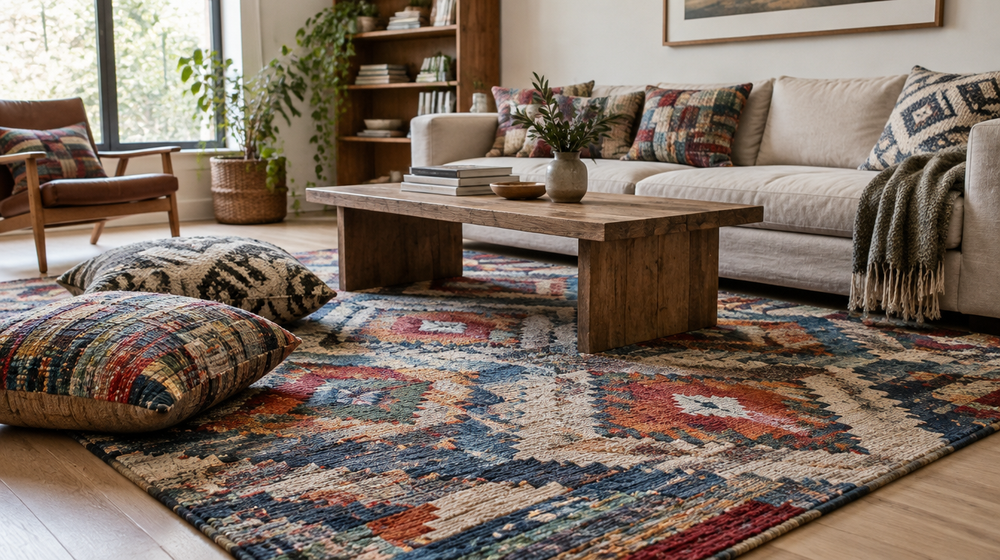 Recycling textile rugs to make patterned floor statements that actually work