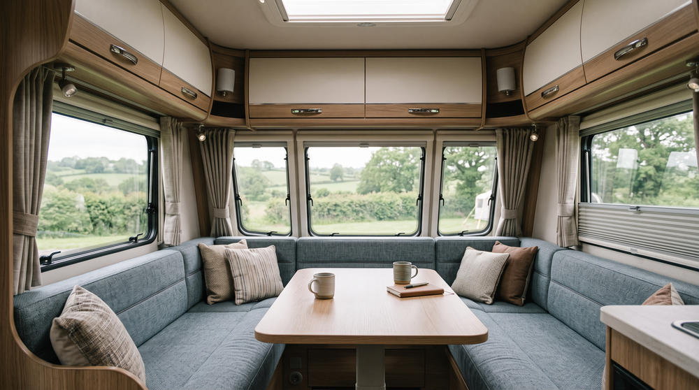 New fitted dinette cushions in a UK caravan