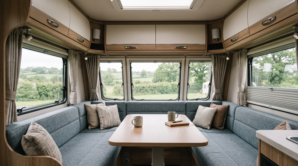 New fitted dinette cushions in a UK caravan