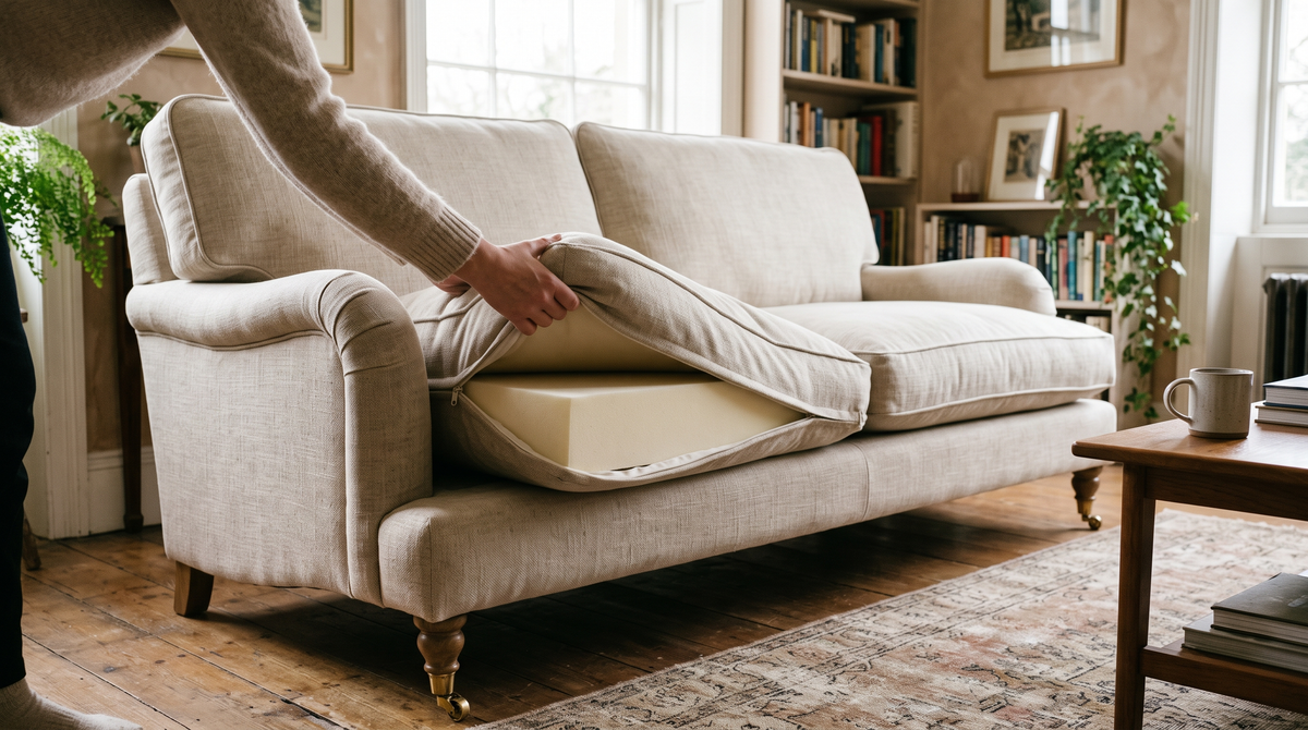 Sofa with new replacement seat and back cushions