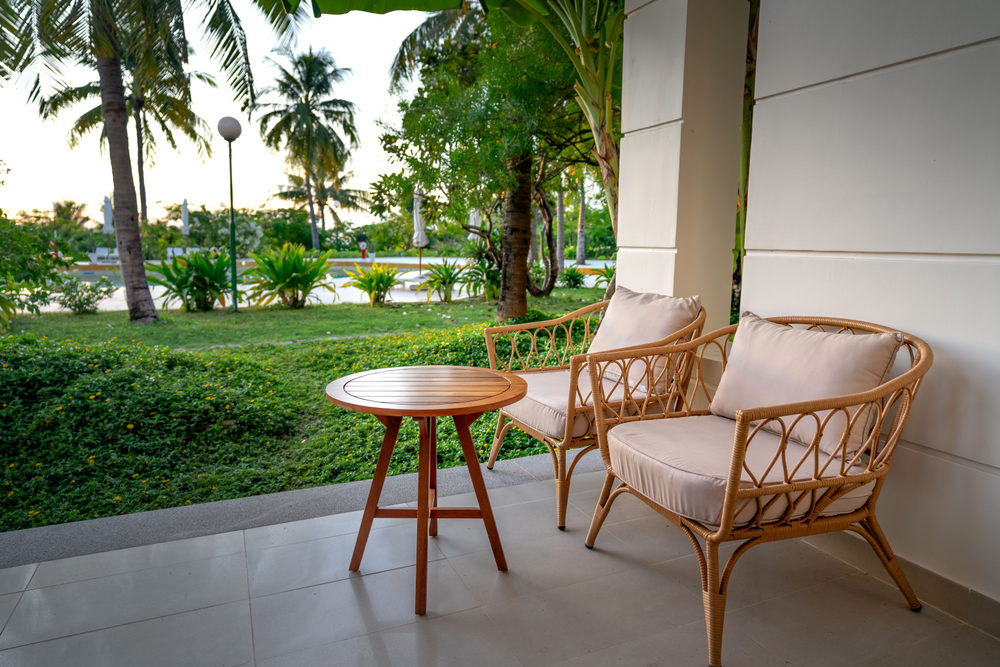 Sunbrella outdoor cushions on a patio