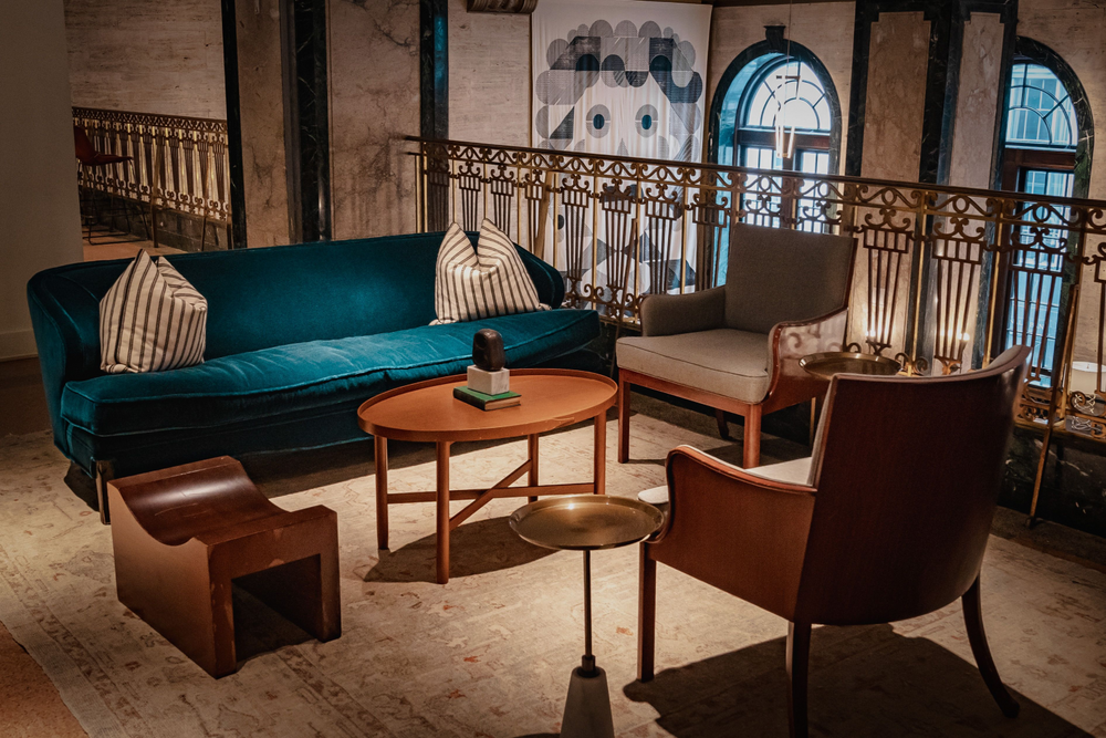 Velvet upholstery in a hospitality interior