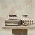 Pietra Australian Cotton Towels, in Tan & Ecru, family set (set of 12)