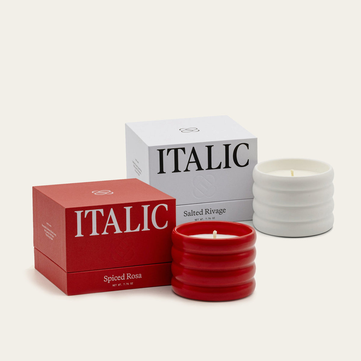 Soy Wax Ceramic Candle, 2-pack (salted rivage + spiced rosa)