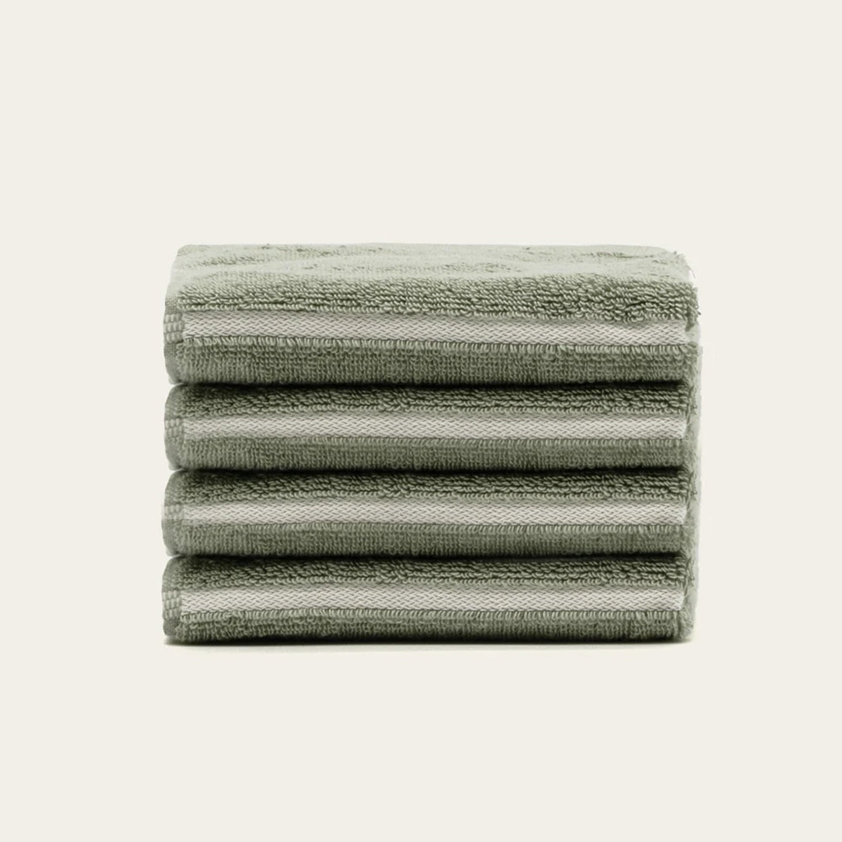 Deia Australian Cotton Towels, in Sage & Ecru, washcloths (set of 4)