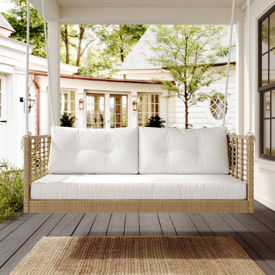 East Green Millie Love Seat Porch Swing with Cushions