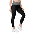 Black And Grey Crossover Leggings with Convenient Pockets