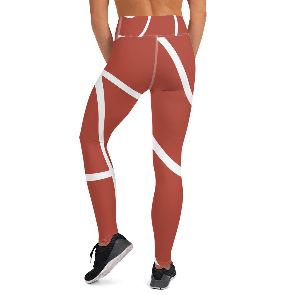 Bold Red Zen: Yoga Leggings with Graphic Accents