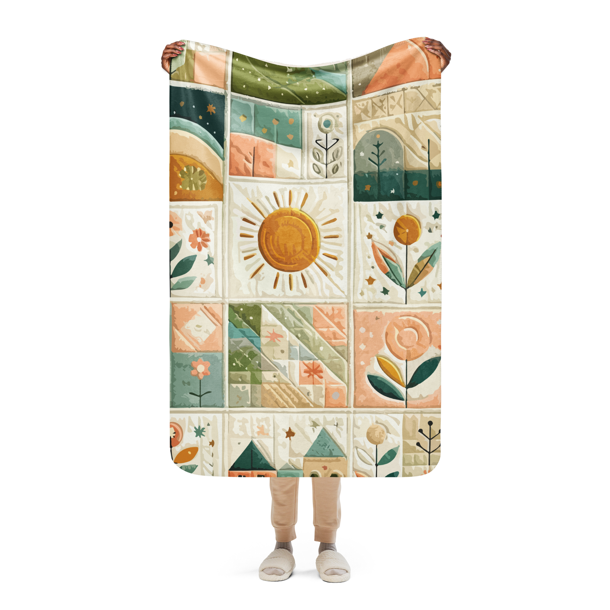 Bloomy Spring Sherpa Blanket
