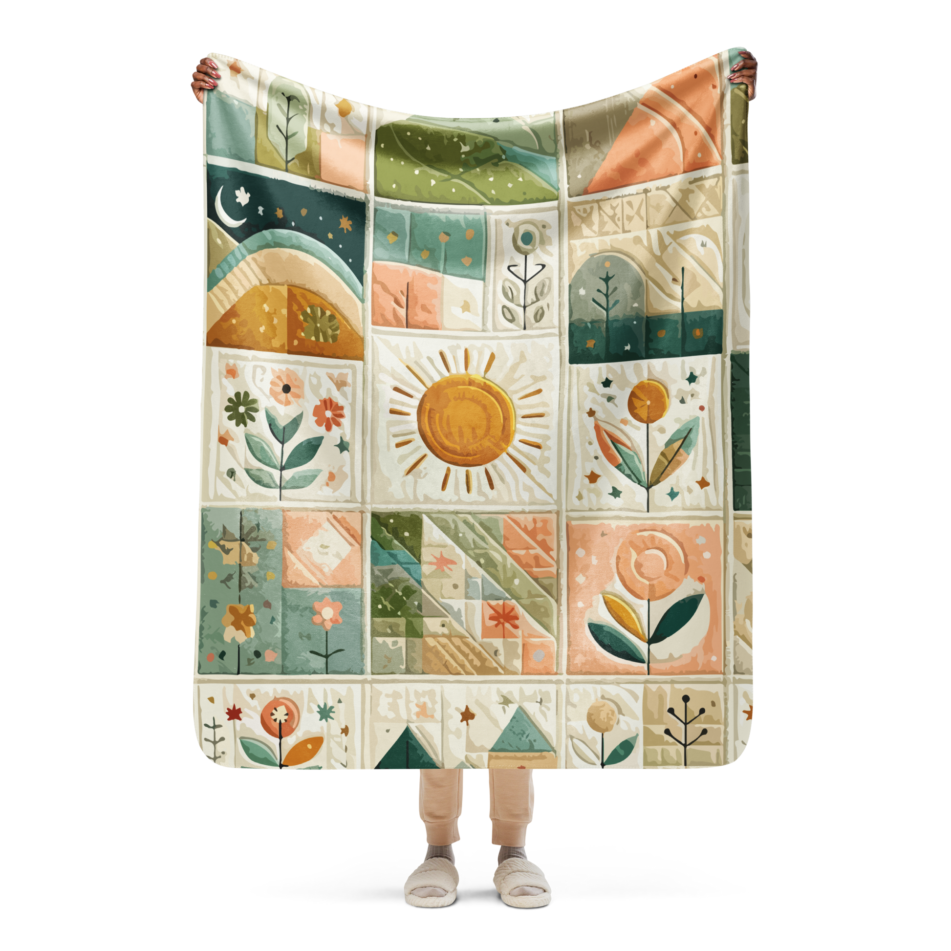 Bloomy Spring Sherpa Blanket