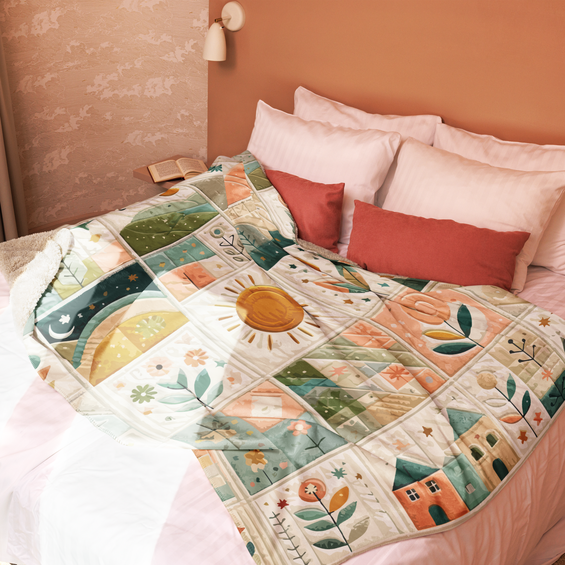 Bloomy Spring Sherpa Blanket