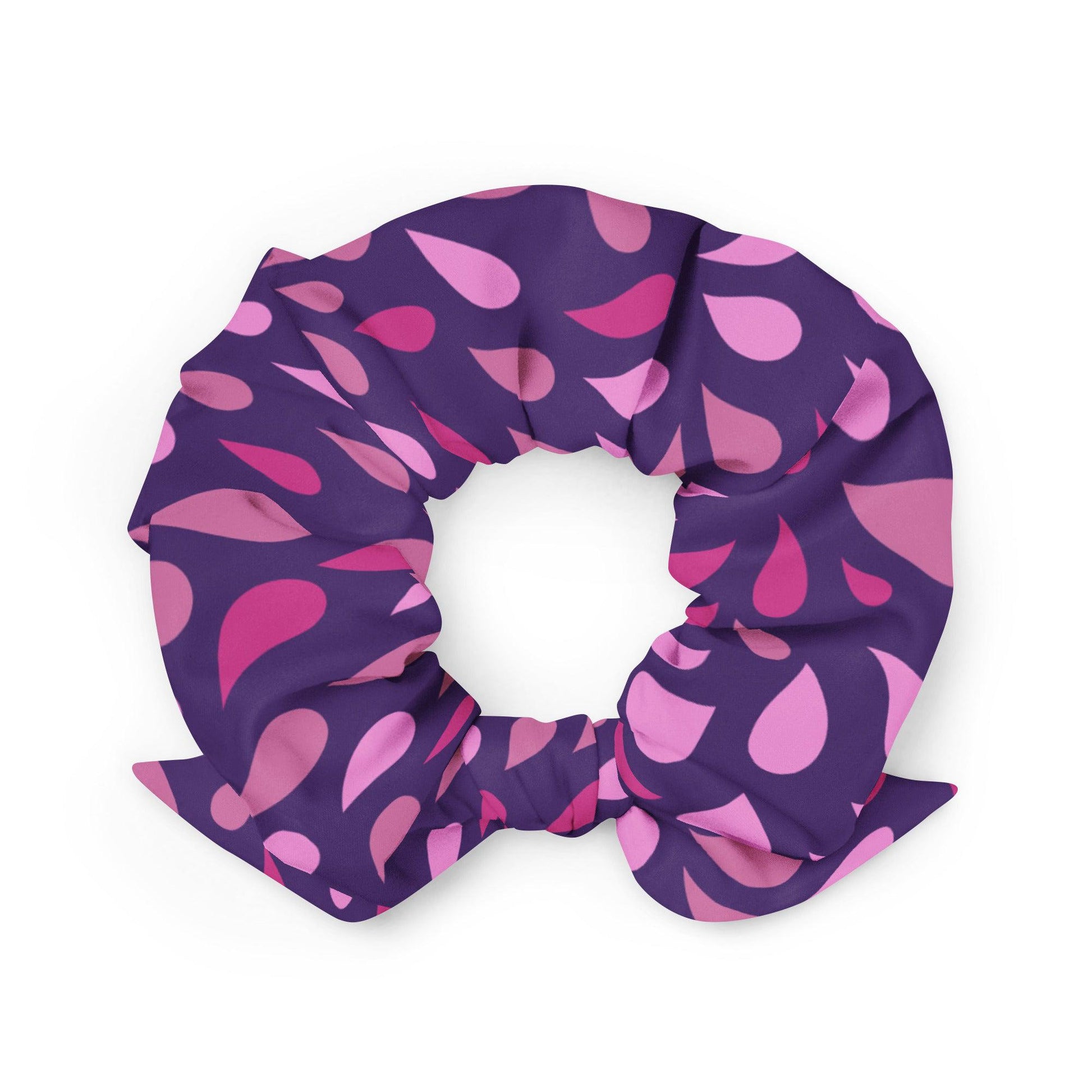 Droplets of Elegance: Embrace Sustainable Style with Our Recycled Scrunchie Featuring Chic Droplet Prints