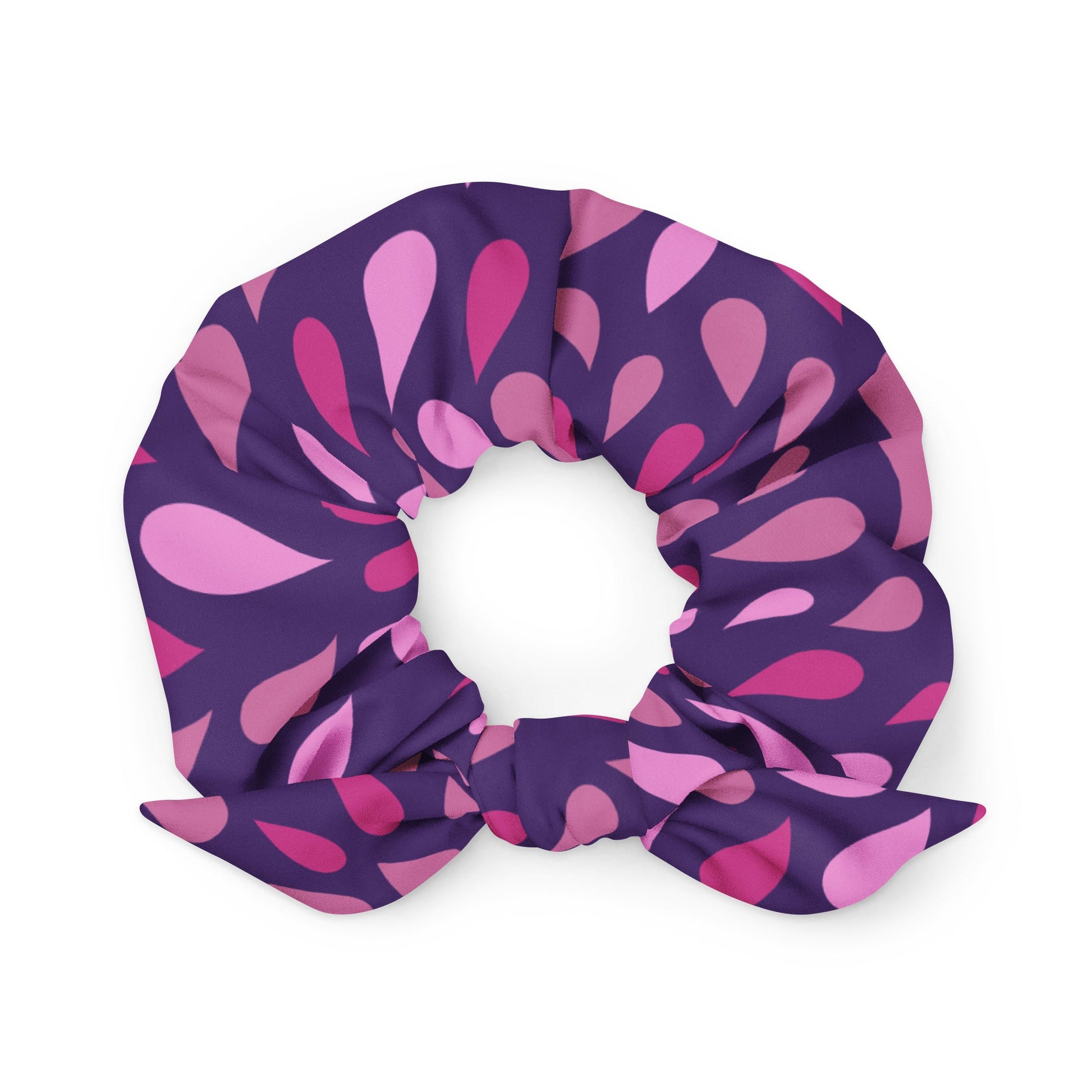 Droplets of Elegance: Embrace Sustainable Style with Our Recycled Scrunchie Featuring Chic Droplet Prints