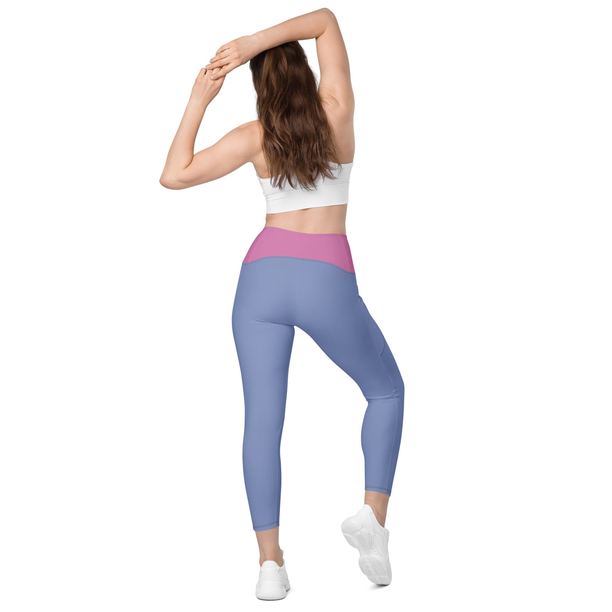 Dual Pink Shade Crossover Leggings with Pockets