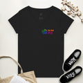 Eco-Friendly Women's V-Neck T-Shirt – Front & Back Design