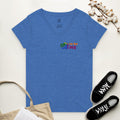 Eco-Friendly Women's V-Neck T-Shirt – Front & Back Design