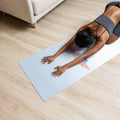 Find Your Zen in the Sky: Sky Blue and White Yoga Mat with Tranquil Yoga Print