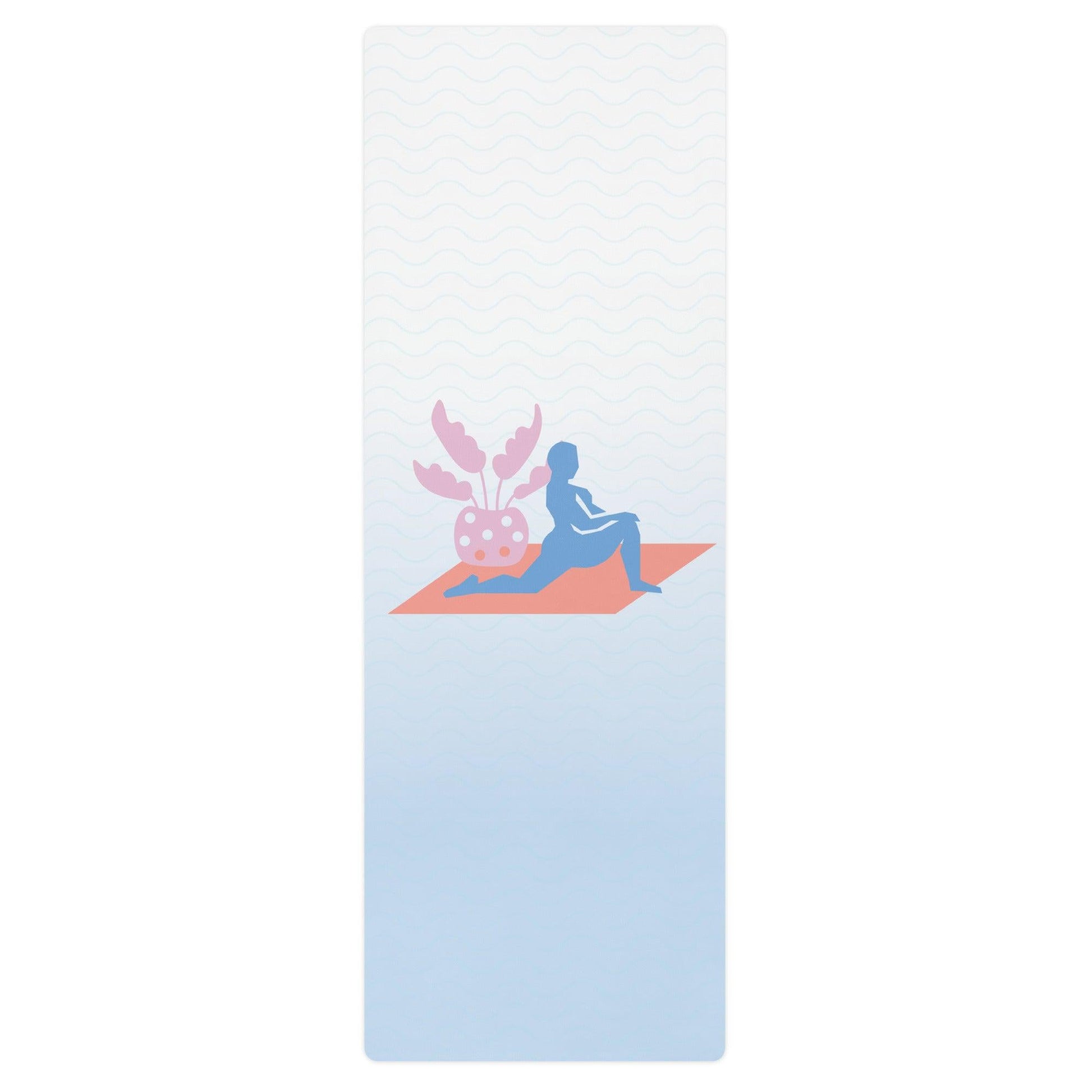 Find Your Zen in the Sky: Sky Blue and White Yoga Mat with Tranquil Yoga Print