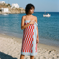 Pietra Australian Cotton Towels, in Sky & Tomato, bath sheet (single)