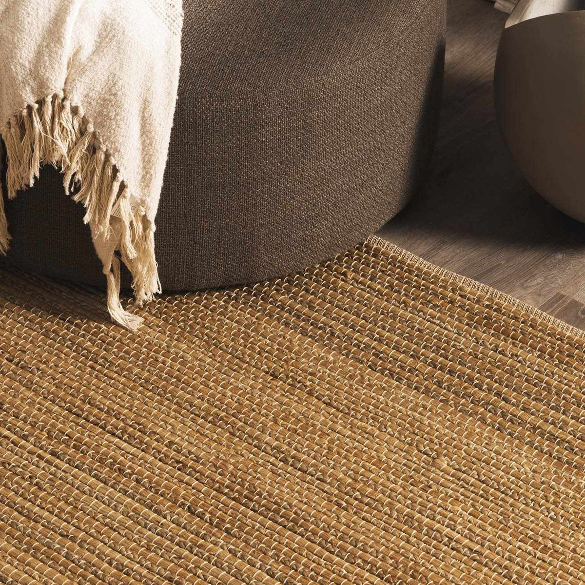 Tavor Hand-Woven Jute & Cotton Rug in Tan, view 4