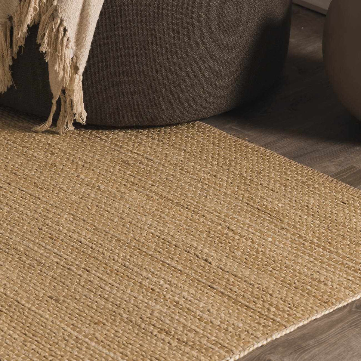 Tavor Hand-Woven Jute & Cotton Rug in Beige, view 4