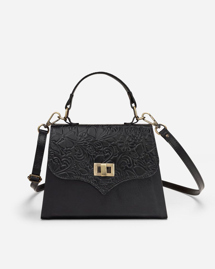 Black Embossed Leather Mini Bag