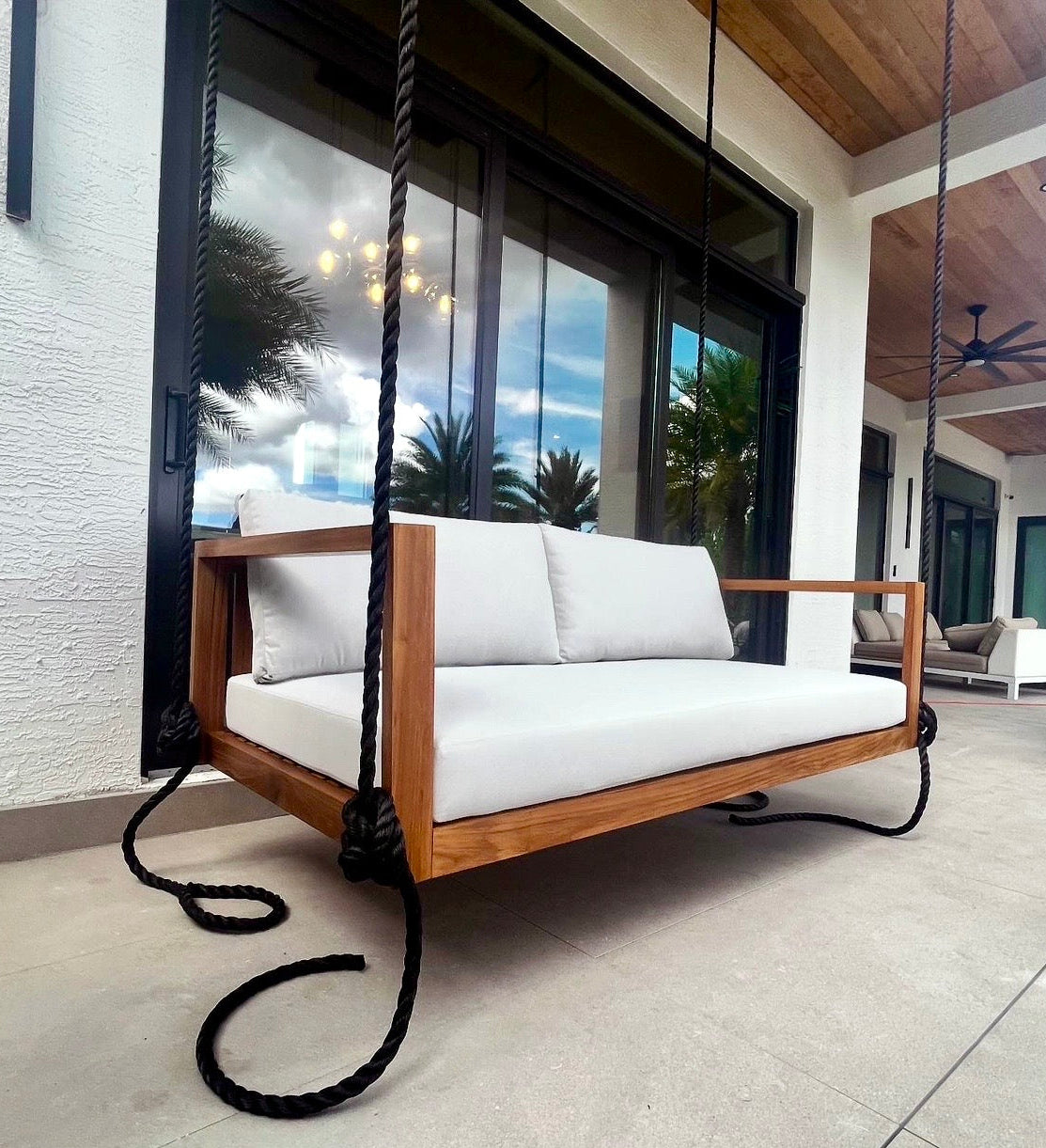 Delray Slat-Back Teak Swing Bed, Standard, view 4
