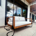 Delray Slat-Back Teak Swing Bed, Small