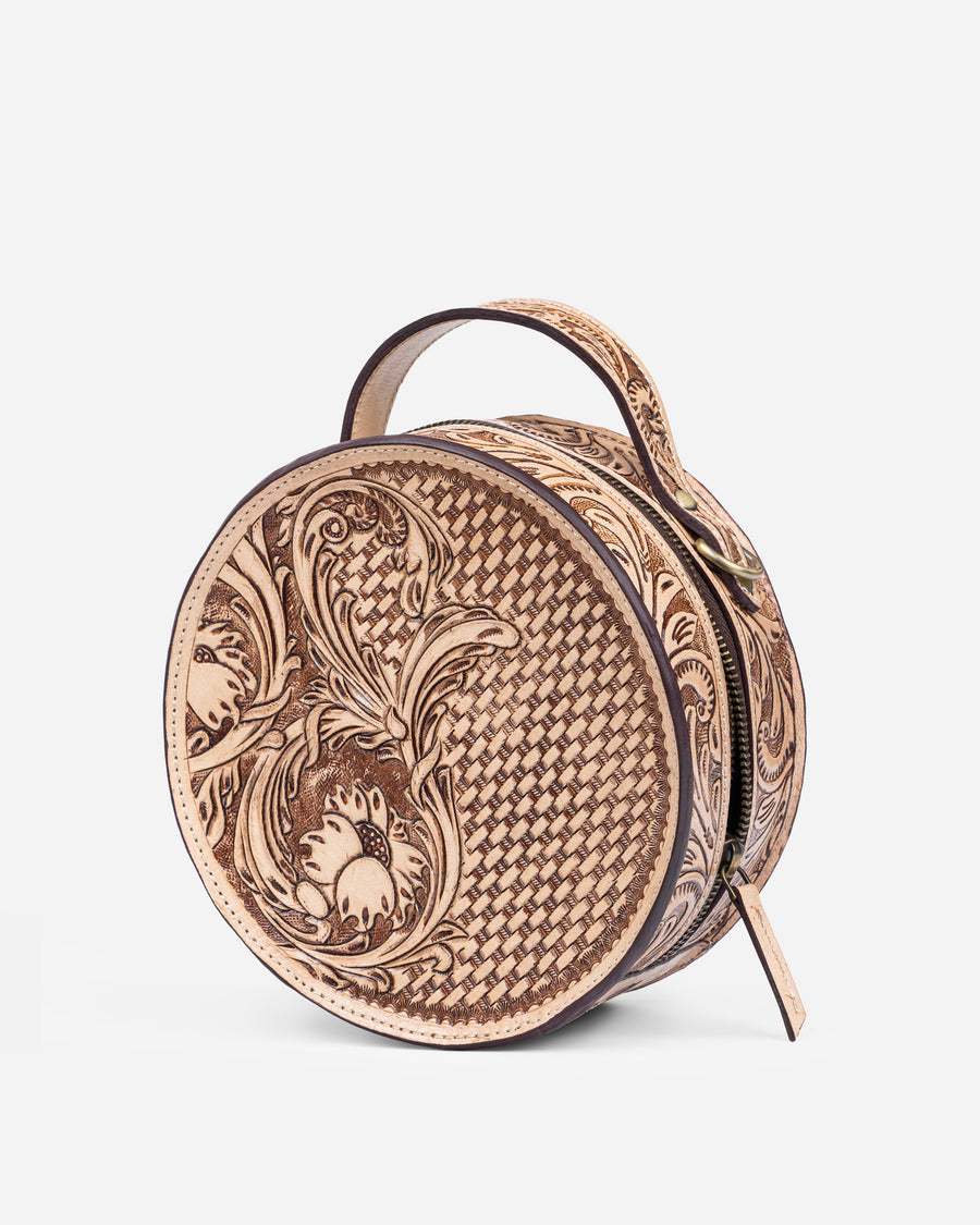 Woven Petals Hand Tooled Bag
