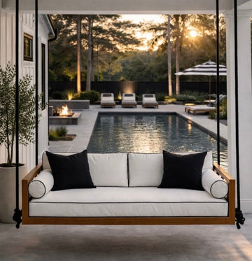 Delray Slat-Back Teak Swing Bed, Standard