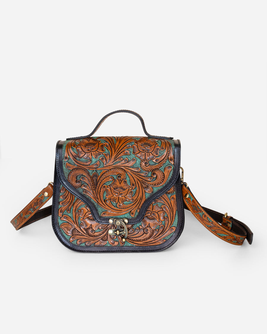 Hand Tooled Leather Crossbody Bag