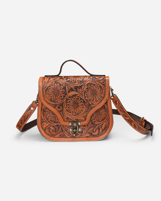 Hand Tooled Leather Crossbody Bag