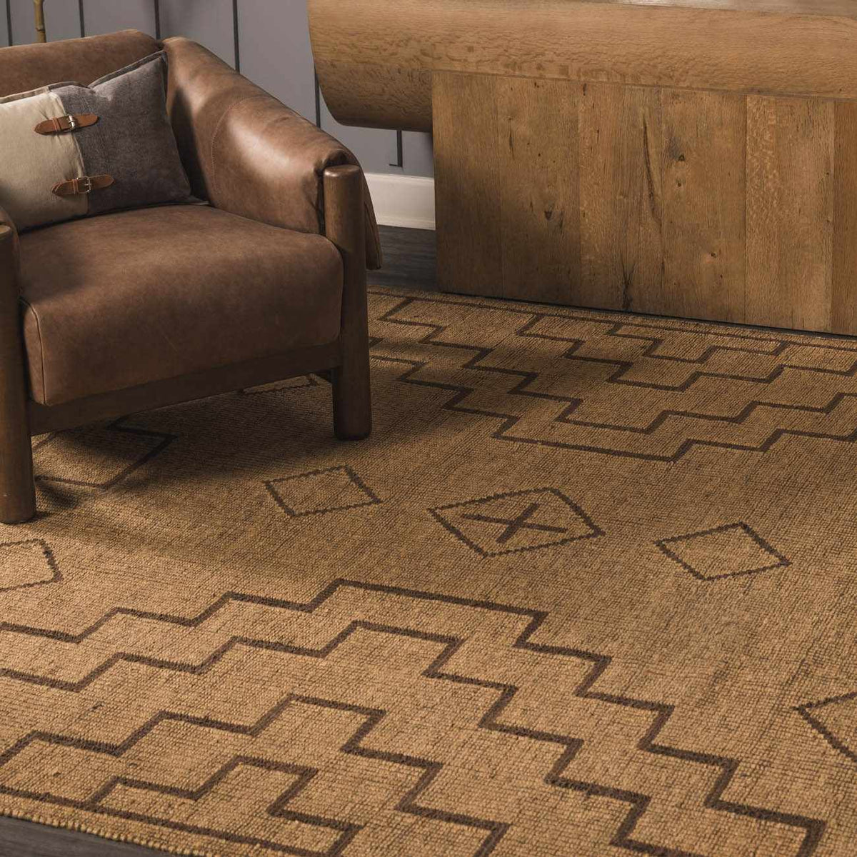 Dubrovnik Jute & Leather Area Rug, view 3