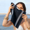 Australian Cotton Towels, in Nautilus Navy & White, washcloths (set of 2)