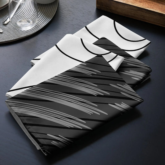 Dual White and Black Cloth Napkin Set