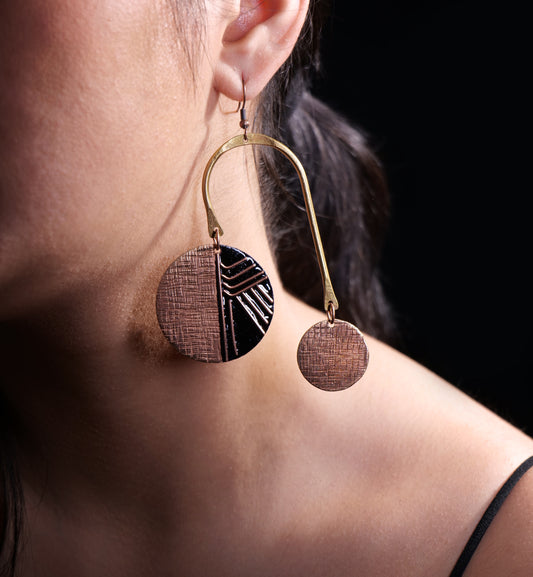 Copper dangler Earring Set of 2