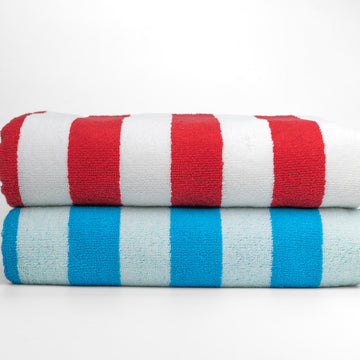 Red and Blue Stripe Cotton Terry Towel Beach