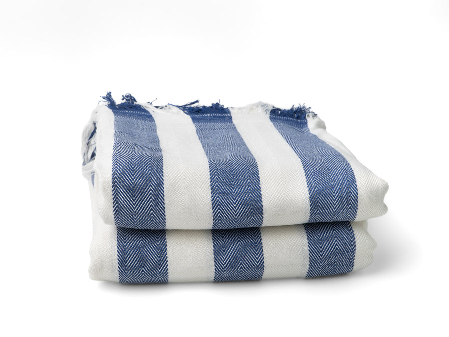 Blue and Green Stripe Bamboo Bath Towel 28 x 58